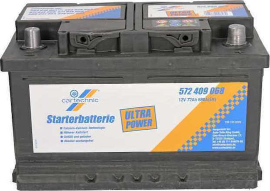 Cartechnic Baterie Auto Ultra Power 572 409 068 cu Capacitate 72Ah și CCA 680A