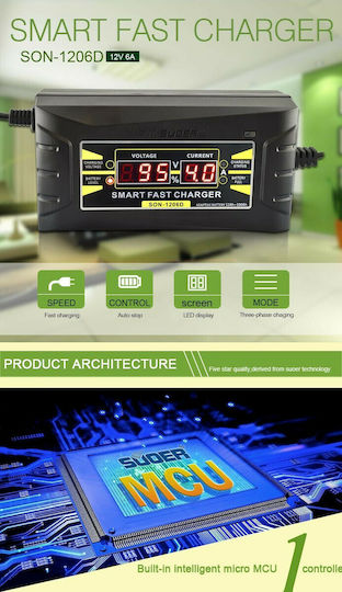 Suorer SY-1206D+ Car Battery Charger & Maintainer 12V 6A