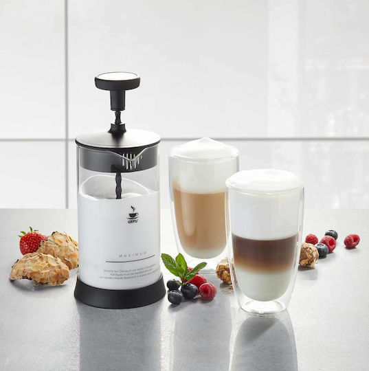 Gefu Γαλατιέρα Barista Χωρητικότητας 350ml Χειροκίνητη με 2 Ποτήρια Διάφανη