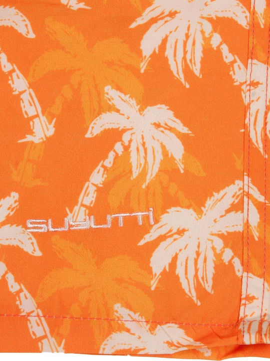 Palm Trees Ανδρικό Μαγιό Σορτς Πορτοκαλί με Σχέδια