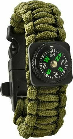 Trizand Survival Bracelet with Whistle and Sparkler Green