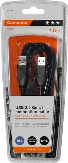 Vivanco USB 3.1 Cable USB-A male - USB-A male 1.8m (45249)