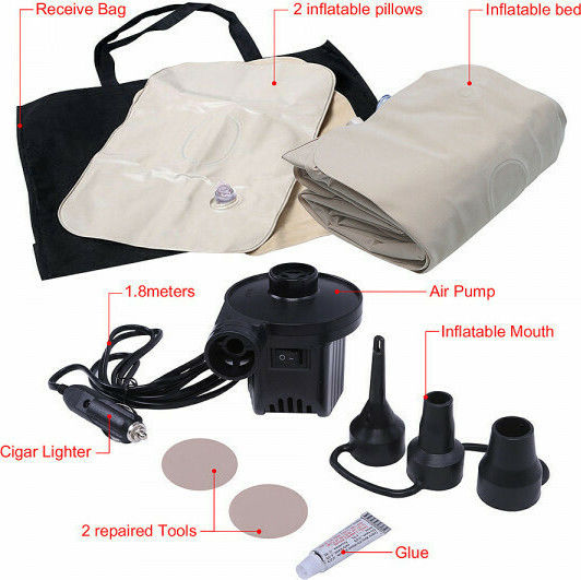 GlobalExpress Gl- Car Inflatable Mattress Inflatable Travel Mattress for the Back Seat of the Car Beige in Beige Color