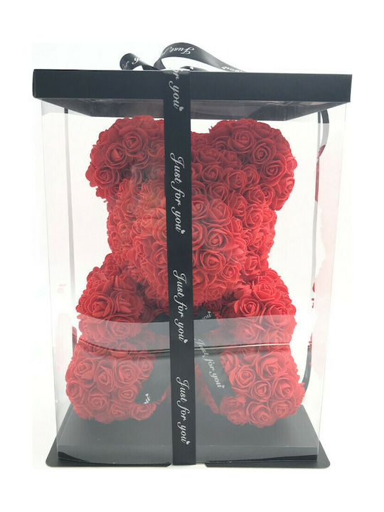 Aleiferopoulos Flowers Αρκουδάκι από Τεχνητά Τριαντάφυλλα Κόκκινο 40cm Σε Κουτί