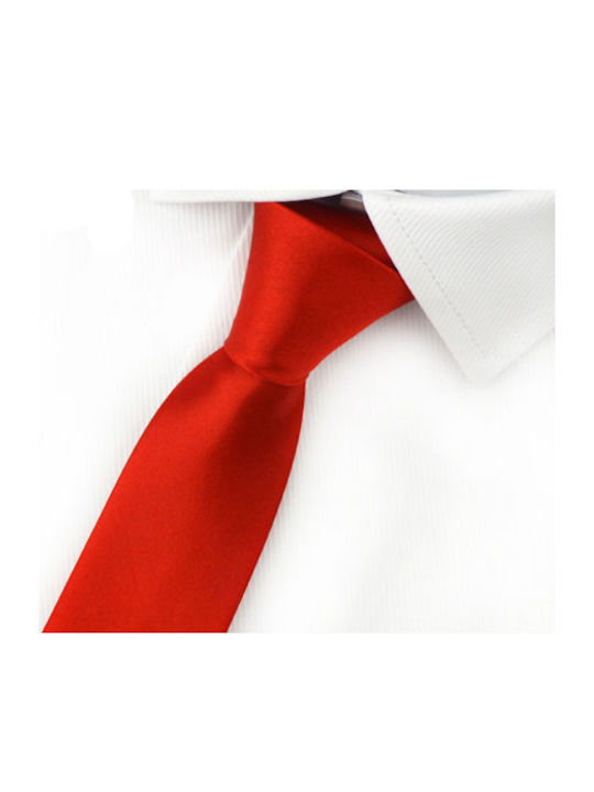 1412 Ανδρική Γραβάτα Μονόχρωμη σε Κόκκινο Χρώμα
