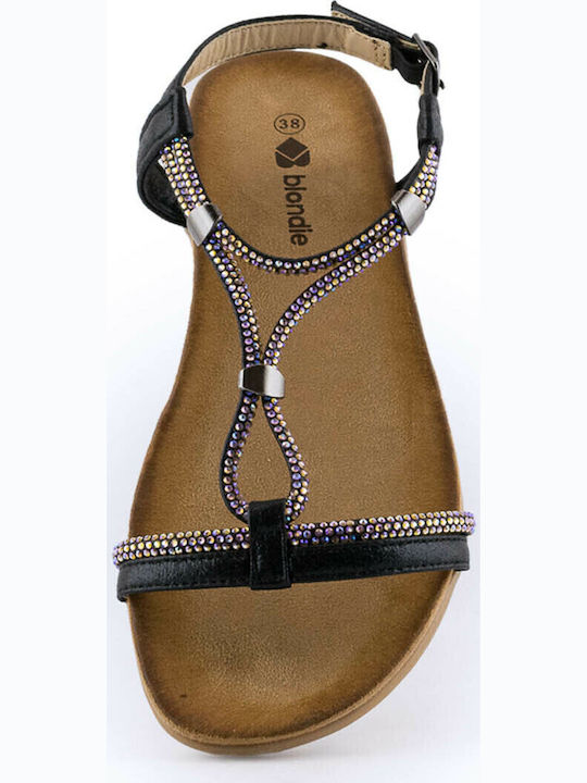 95-096 Women's Flat Sandals in Black Color