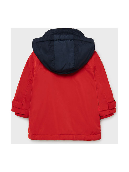 Mayoral Kids Casual Jacket Long Hooded Red