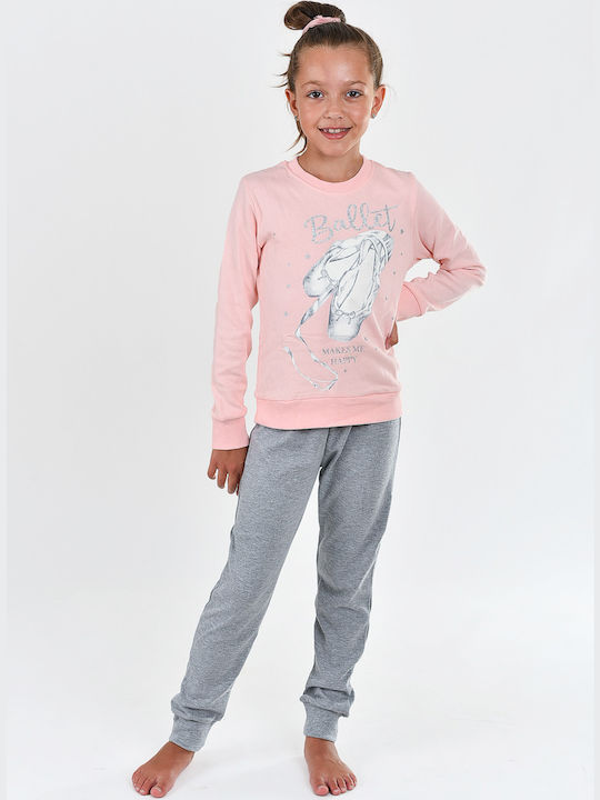 Trax Set Top & Bottom Kids Winter Pyjamas Pink