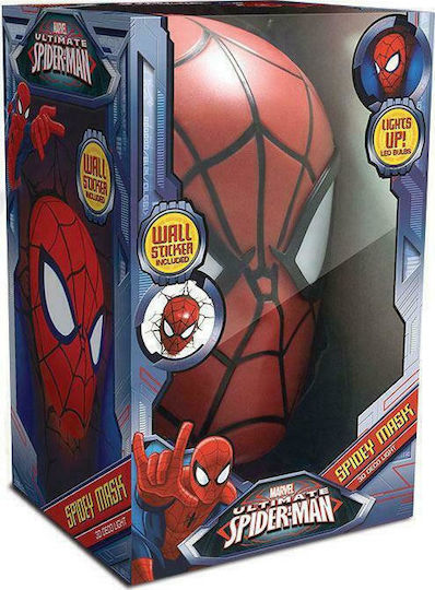 3DLightFX Παιδικό Φωτιστικό Τοίχου Led Πλαστικό Spiderman Mask