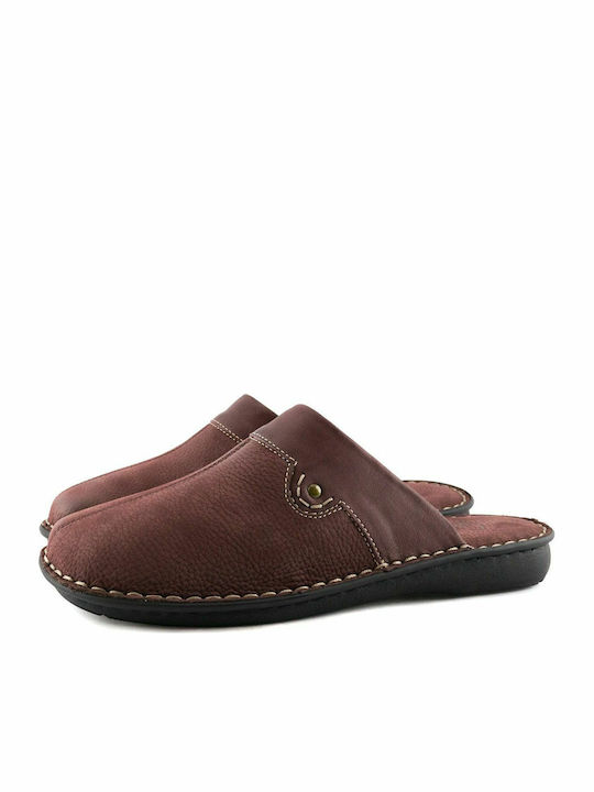 28930 Men's Leather Slippers Burgundy