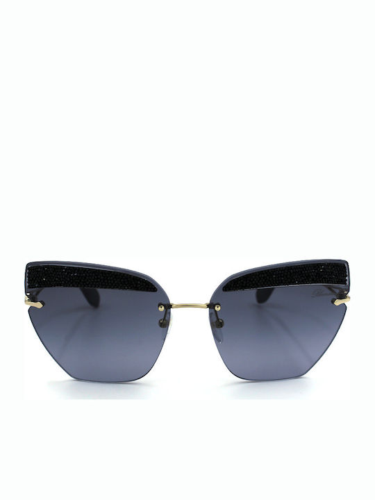 Blumarine Women's Sunglasses with Gold Metal Frame and Purple Lens SBM137S 0300