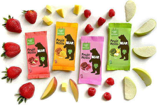 Bear 5 Lollipops Fruit Rolls with Raspberry Flavour Sugar Free 100gr