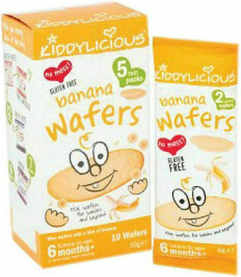 Kiddylicious Wafers με Γεύση Μπανάνα Χωρίς Ζάχαρη 20gr για 6+ μηνών