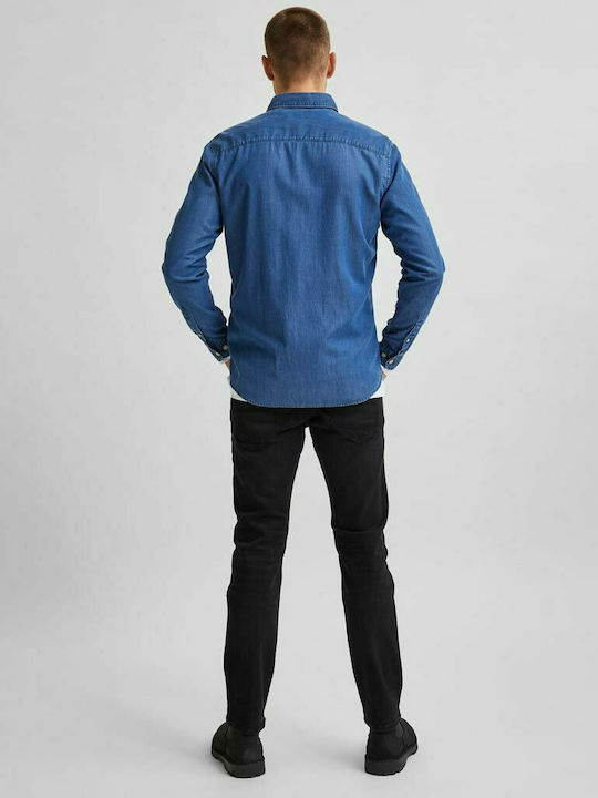 Selected Men's Shirt Long Sleeve Denim Blue