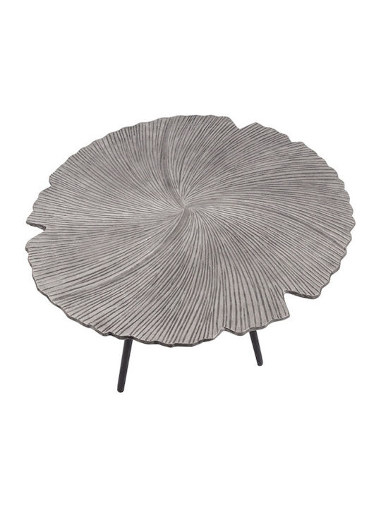Leaf Round Metal Side Table Nickel / Μαύρο L60xW60xH41cm