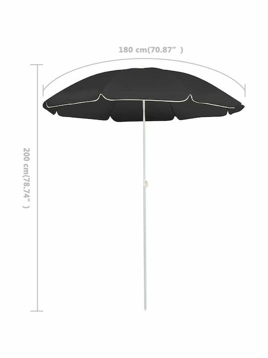 Round Garden Parasol with Metal Frame Anthracite Colour 1.8x2m
