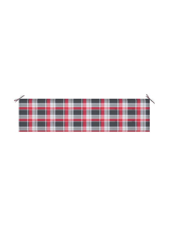 vidaXL Pernă pentru Bancă de Grădină Plaid Red / Grey 200x50cm.