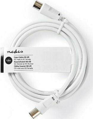 Nedis Antenna Cable Coax male - Coax female White 1.5m (CSGT40000WT15) 1pcs