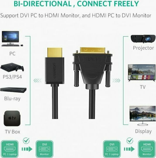 Ugreen 3m DVI-D male to HDMI male Cable Black (10136)