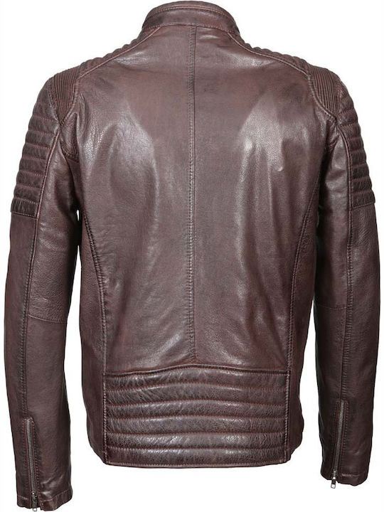Brando Δερμάτινο Μπουφάν Biker Καφέ