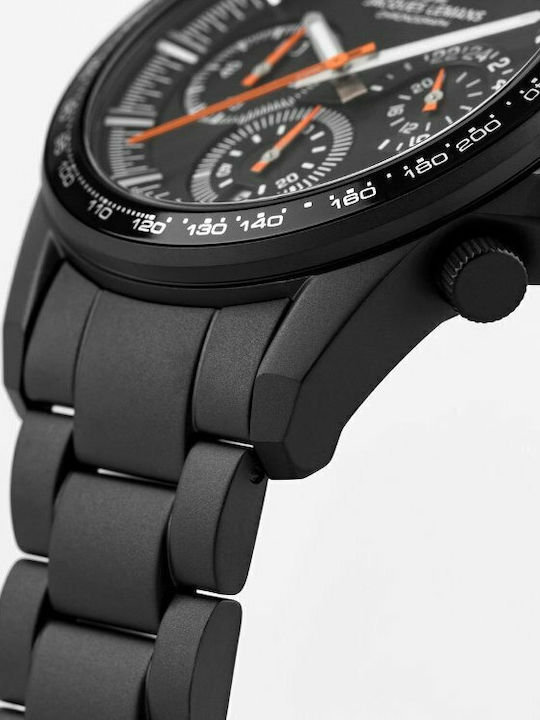 Jacques Lemans Liverpool Ανδρικό Ρολόι 40mm Χρονογράφος Μπαταρίας με Μαύρο Μεταλλικό Μπρασελέ