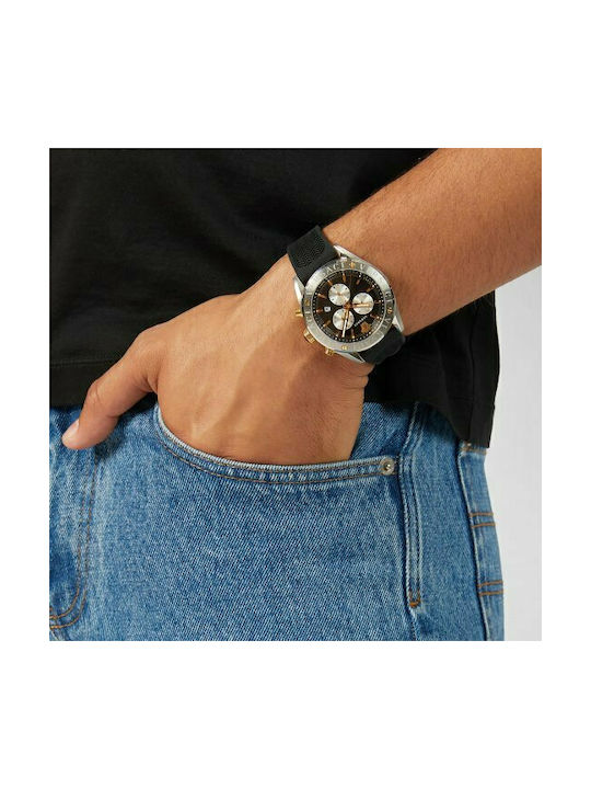 Versace Men's Watch 44mm Chronograph Battery with Black Rubber Strap Versace Men's Watch 44mm Chronograph Battery with Black Rubber Strap