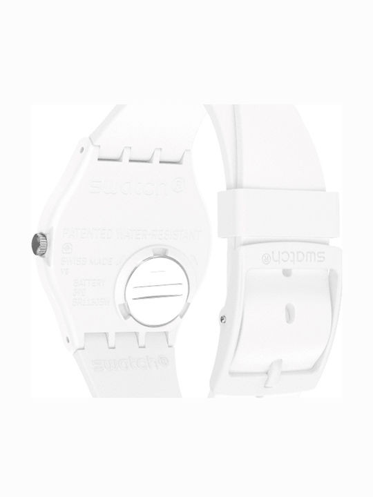 Swatch Time To Yellow Small Ανδρικό Ρολόι 42mm Μπαταρίας με Λευκό Καουτσούκ Λουράκι