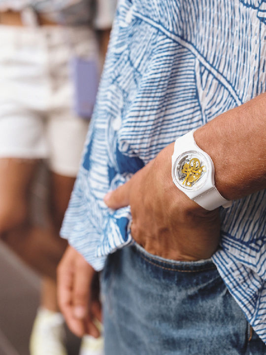 Swatch Time To Yellow Small Ρολόι Μπαταρίας με Καουτσούκ Λουράκι