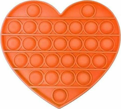 Pop It Fidget Bubble Heart Σιλικόνης Πορτοκαλί
