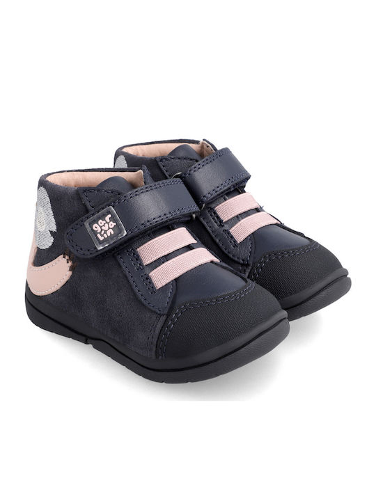 Garvalin Kids Leather Anatomic Boots with Zipper Navy Blue