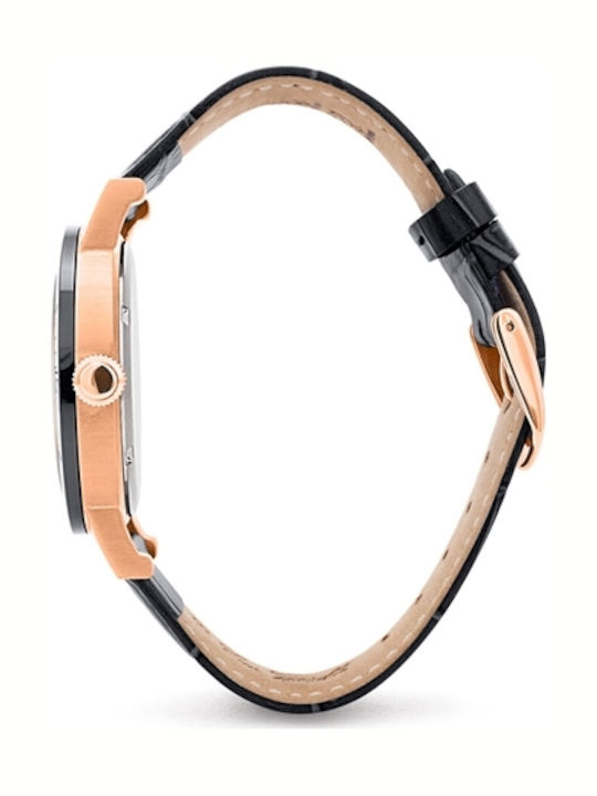Folli Follie Women's Watch with Black Leather Strap