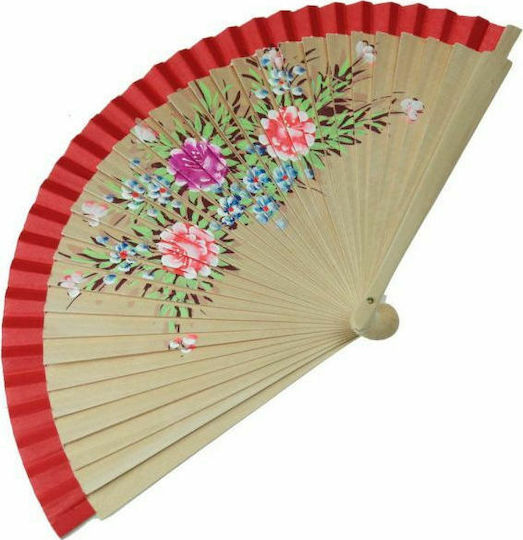 Synchronia Painted Fan With Flowers (Various Designs/Colors) 23cm