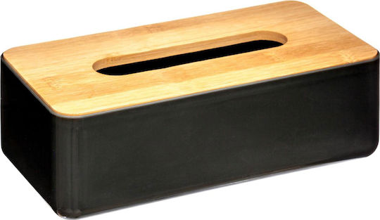 5Five Wooden Tissue Holder Natureo Black 26x13.2x8.8cm 155928C
