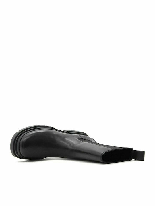 Storm Leder Damen Chelsea Stiefeletten mit mittlerem Absatz Schwarz