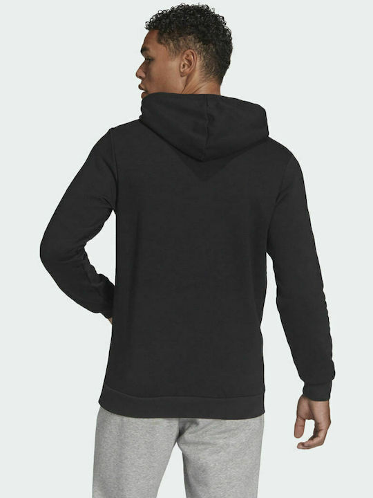 Adidas Essentials Linear Herren Sweatshirt Jacke mit Kapuze und Taschen Schwarz