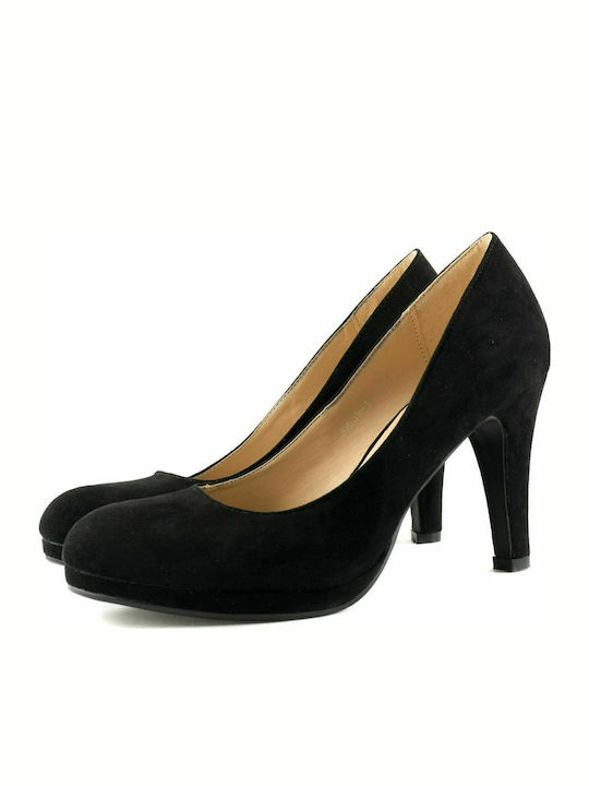 Love4shoes Suede Stiletto Black High Heels 639 7111-0897-000001