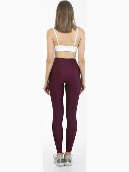 John Frank WJFLEG01 Women's Long Training Legging High Waisted Burgundy