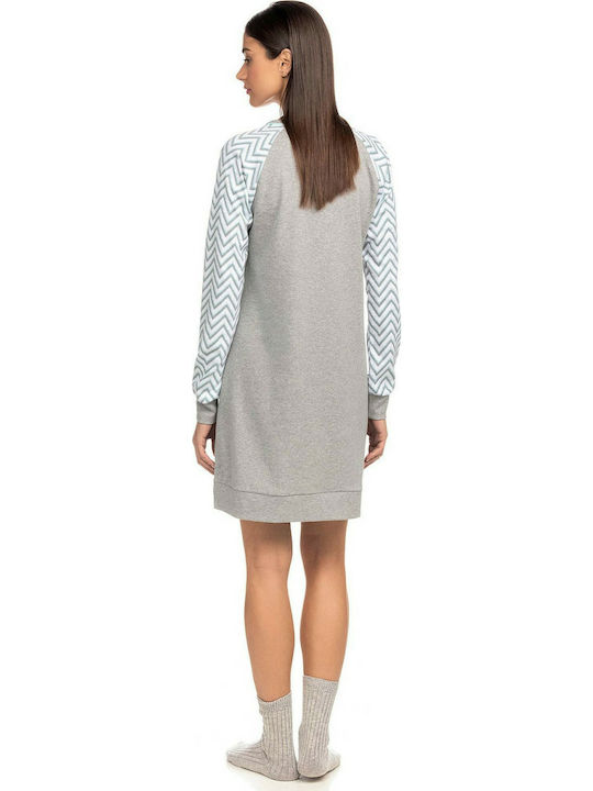 Vamp Winter Cotton Women's Nightdress Gray