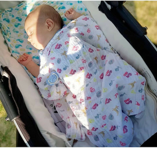 Babyono Πάνες Αγκαλιάς από Μουσελίνα Γκρι 70x70εκ. 3τμχ