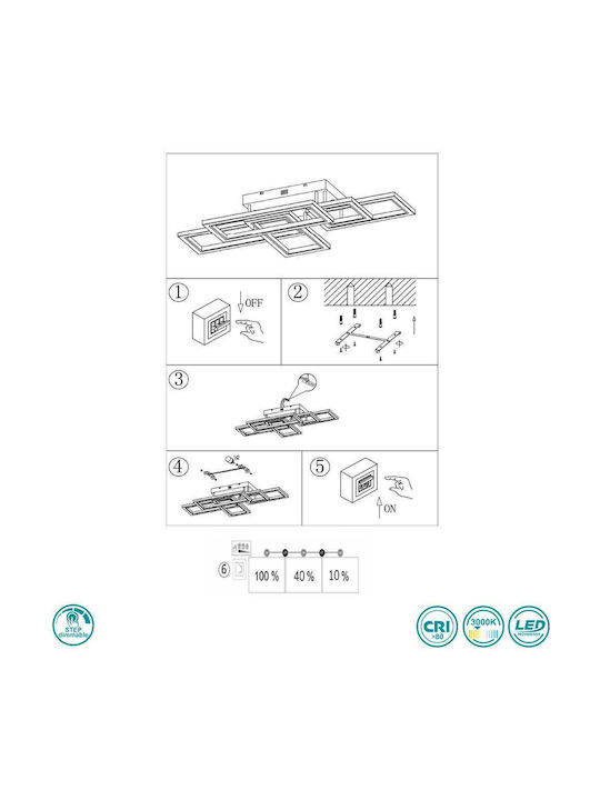 Wofi Viso Deckenleuchte 99cm Silber mit Integrierter LED