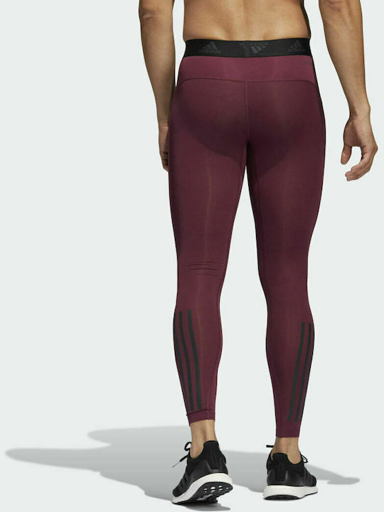 adidas Techfit 3 Stripes Ανδρικό Αθλητικό Κολάν Μακρύ Κόκκινο
