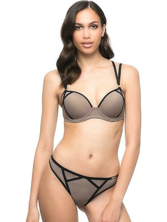 Bra for large breasts cup E, F, in two colours with double straps, Sapph Mistress