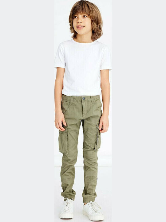 Kids' Cargo Fabric Pants Deep Lichen Green