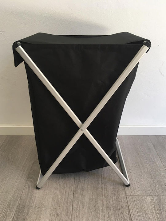Dimitracas Collapsible Metallic Laundry Basket with Lid 34x37x58cm Black