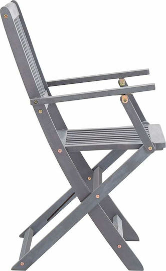 Scaun de exterior Lemn Patină gri / Pernă gri cu pernă 2buc 54x57x91cm