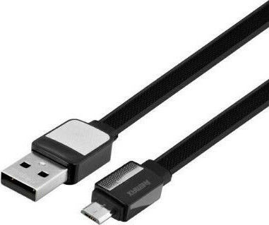 Remax Braided / Flat USB 2.0 to micro USB Cable Μαύρο 1m (RC-154M)
