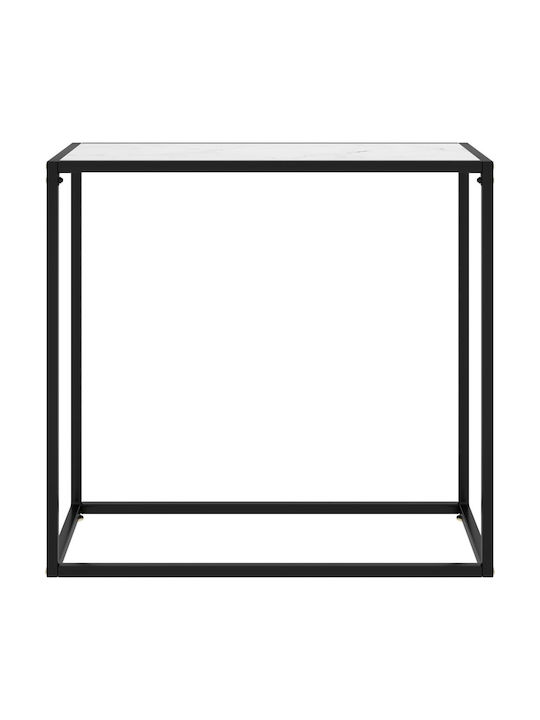 Console Table Metal with Glass Surface White / Black L80xW35xH75cm