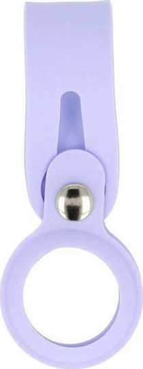 Slide Keychain Θήκη Μπρελόκ Σιλικόνης για AirTag σε Μωβ χρώμα