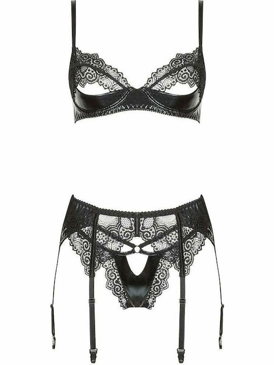 Beauty Night Dantelat Set de Lenjerie Sutien cu Șir de caractere Negru / Negru Marilyn Set
