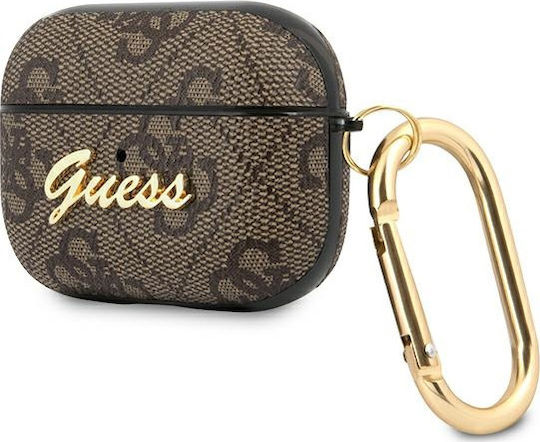Guess Case Synthetic Leather with Hook in Brown color for Apple AirPods Pro